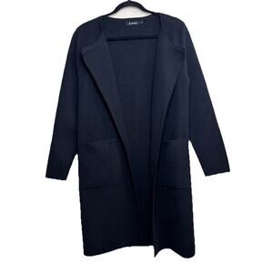 Anrabess Long Open-Front Casual Cardigan Black Size S Excellent Condition Pocket